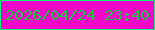 文字の大きさ：3、枠の色：01fb7b、背景の色：f207c8、文字の色：14c740 無料ブログパーツのブログ時計