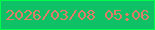 文字の大きさ：4、枠の色：01fd4c、背景の色：0ec167、文字の色：de7e69 無料ブログパーツのブログ時計