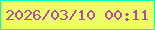 文字の大きさ：1、枠の色：01feb6、背景の色：ecff69、文字の色：b54ba0 無料ブログパーツのブログ時計