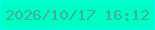 文字の大きさ：3、枠の色：01feec、背景の色：00fdc5、文字の色：3eb19a 無料ブログパーツのブログ時計