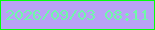 文字の大きさ：5、枠の色：01ff0b、背景の色：b9a2f6、文字の色：70f8aa 無料ブログパーツのブログ時計