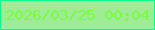 文字の大きさ：4、枠の色：01ff95、背景の色：a0eb97、文字の色：76fd3c 無料ブログパーツのブログ時計