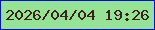 文字の大きさ：4、枠の色：020ed0、背景の色：95e495、文字の色：3f1f22 無料ブログパーツのブログ時計