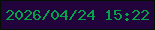 文字の大きさ：3、枠の色：021002、背景の色：22033c、文字の色：04a34b 無料ブログパーツのブログ時計