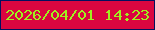 文字の大きさ：4、枠の色：02105f、背景の色：da0640、文字の色：9ef11f 無料ブログパーツのブログ時計