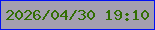 文字の大きさ：4、枠の色：0210f3、背景の色：a49faf、文字の色：326e02 無料ブログパーツのブログ時計