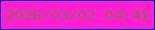 文字の大きさ：2、枠の色：0211bf、背景の色：fe1fd0、文字の色：9c5b69 無料ブログパーツのブログ時計