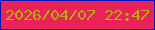 文字の大きさ：3、枠の色：0213ba、背景の色：eb2257、文字の色：b0af0b 無料ブログパーツのブログ時計