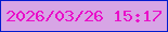 文字の大きさ：3、枠の色：021ccf、背景の色：d7a5e5、文字の色：e90ec9 無料ブログパーツのブログ時計