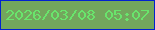 文字の大きさ：1、枠の色：0221cf、背景の色：73a65d、文字の色：69e56c 無料ブログパーツのブログ時計