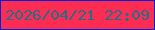 文字の大きさ：5、枠の色：0221d8、背景の色：fd2c52、文字の色：256c89 無料ブログパーツのブログ時計