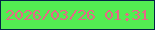 文字の大きさ：5、枠の色：022345、背景の色：53ec52、文字の色：e66887 無料ブログパーツのブログ時計