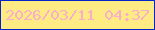 文字の大きさ：5、枠の色：0226c9、背景の色：feeb83、文字の色：f9aeca 無料ブログパーツのブログ時計