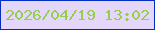 文字の大きさ：1、枠の色：022ec0、背景の色：e5d7fb、文字の色：94ce4a 無料ブログパーツのブログ時計