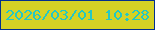 文字の大きさ：2、枠の色：02308f、背景の色：d5d225、文字の色：24c7c4 無料ブログパーツのブログ時計
