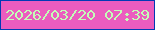文字の大きさ：1、枠の色：023ab5、背景の色：eb5cbf、文字の色：c3fdb7 無料ブログパーツのブログ時計