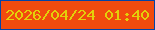 文字の大きさ：4、枠の色：0244a7、背景の色：f14b0e、文字の色：e3d00a 無料ブログパーツのブログ時計