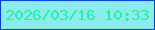文字の大きさ：4、枠の色：0246d0、背景の色：8beceb、文字の色：1ef39d 無料ブログパーツのブログ時計