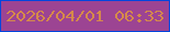 文字の大きさ：4、枠の色：0246de、背景の色：9c4493、文字の色：d68a49 無料ブログパーツのブログ時計