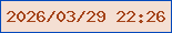 文字の大きさ：2、枠の色：0249bc、背景の色：f4dfd3、文字の色：a5441a 無料ブログパーツのブログ時計