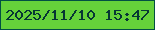 文字の大きさ：4、枠の色：024f43、背景の色：65d13a、文字の色：063634 無料ブログパーツのブログ時計