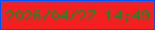 文字の大きさ：3、枠の色：0253f7、背景の色：f41f20、文字の色：1a882a 無料ブログパーツのブログ時計