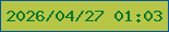 文字の大きさ：5、枠の色：02549a、背景の色：b8c648、文字の色：01762b 無料ブログパーツのブログ時計