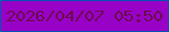 文字の大きさ：5、枠の色：0254b4、背景の色：9802c7、文字の色：6c0b50 無料ブログパーツのブログ時計