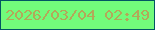 文字の大きさ：5、枠の色：025563、背景の色：72fb7b、文字の色：b3a859 無料ブログパーツのブログ時計