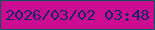 文字の大きさ：1、枠の色：02575d、背景の色：cb0c90、文字の色：1a2569 無料ブログパーツのブログ時計