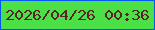 文字の大きさ：2、枠の色：0257f2、背景の色：4be046、文字の色：592327 無料ブログパーツのブログ時計
