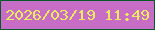 文字の大きさ：4、枠の色：025b2b、背景の色：c76dc6、文字の色：edea62 無料ブログパーツのブログ時計