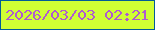 文字の大きさ：4、枠の色：025c98、背景の色：d0ff34、文字の色：af5bd0 無料ブログパーツのブログ時計