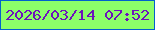 文字の大きさ：5、枠の色：0261cd、背景の色：8cff69、文字の色：6d13bb 無料ブログパーツのブログ時計