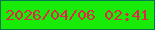 文字の大きさ：3、枠の色：02784c、背景の色：19eb08、文字の色：e32647 無料ブログパーツのブログ時計