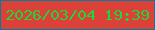 文字の大きさ：3、枠の色：027da2、背景の色：db4138、文字の色：20d439 無料ブログパーツのブログ時計