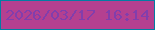 文字の大きさ：2、枠の色：027da3、背景の色：b44090、文字の色：823eac 無料ブログパーツのブログ時計