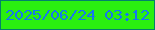 文字の大きさ：1、枠の色：02816b、背景の色：2aef10、文字の色：1677ee 無料ブログパーツのブログ時計