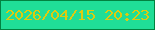 文字の大きさ：2、枠の色：028240、背景の色：20de97、文字の色：decb0f 無料ブログパーツのブログ時計