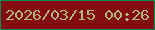 文字の大きさ：3、枠の色：028c50、背景の色：830d11、文字の色：b3b57f 無料ブログパーツのブログ時計