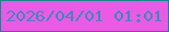 文字の大きさ：4、枠の色：029089、背景の色：eb5ae5、文字の色：368bbe 無料ブログパーツのブログ時計