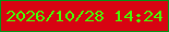 文字の大きさ：1、枠の色：029417、背景の色：d80412、文字の色：4df805 無料ブログパーツのブログ時計