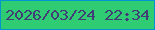 文字の大きさ：4、枠の色：0294d1、背景の色：2fcc73、文字の色：423c77 無料ブログパーツのブログ時計