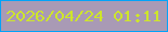 文字の大きさ：1、枠の色：02a3f8、背景の色：a99ab5、文字の色：cee52b 無料ブログパーツのブログ時計