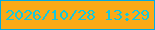 文字の大きさ：5、枠の色：02abe4、背景の色：fbaa18、文字の色：15c8dd 無料ブログパーツのブログ時計