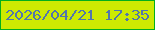 文字の大きさ：2、枠の色：02af1c、背景の色：cdea02、文字の色：5276ac 無料ブログパーツのブログ時計