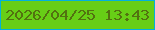 文字の大きさ：2、枠の色：02b1dc、背景の色：67ce16、文字の色：527210 無料ブログパーツのブログ時計