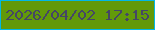 文字の大きさ：4、枠の色：02b7e6、背景の色：629909、文字の色：454665 無料ブログパーツのブログ時計