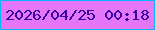文字の大きさ：2、枠の色：02b7f9、背景の色：e576f7、文字の色：3804a1 無料ブログパーツのブログ時計