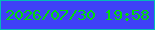 文字の大きさ：4、枠の色：02bbb8、背景の色：3f41f7、文字の色：02dc08 無料ブログパーツのブログ時計